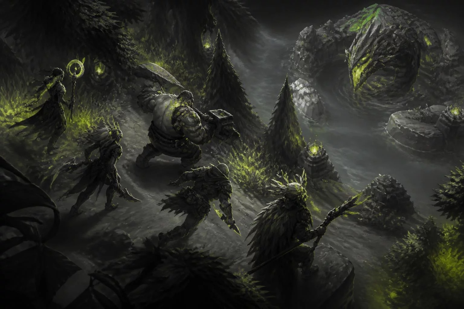 Original Dota 2 editorial game illustration